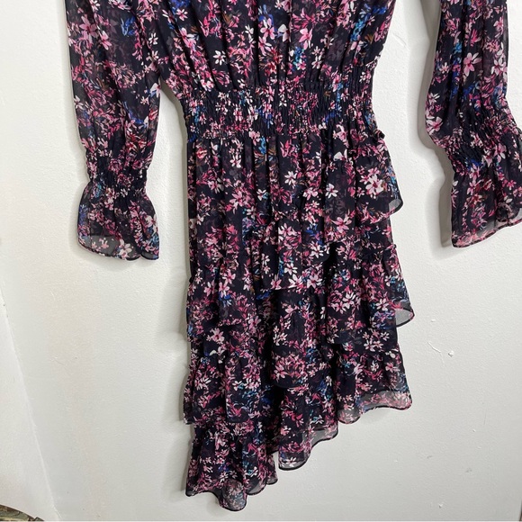 MISA Los Angeles Savanna Asymmetrical Mini Dress Ditsy Multi Ruffle Romantic S - Picture 16 of 17